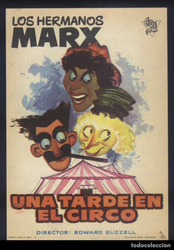 Folhetos de m&atilde;o de filmes antigos de cinema: P-8158- UNA TARDE EN EL CIRCO (AT THE CIRCUS) GROUCHO MARX - HARPO MARX - CHICO MARX