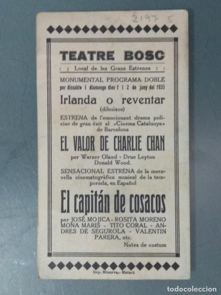 Cine: UN CAPITAN DE COSACOS. PROGRAMA SENCILLO EN FORMA DE TARJETA. - Foto 2