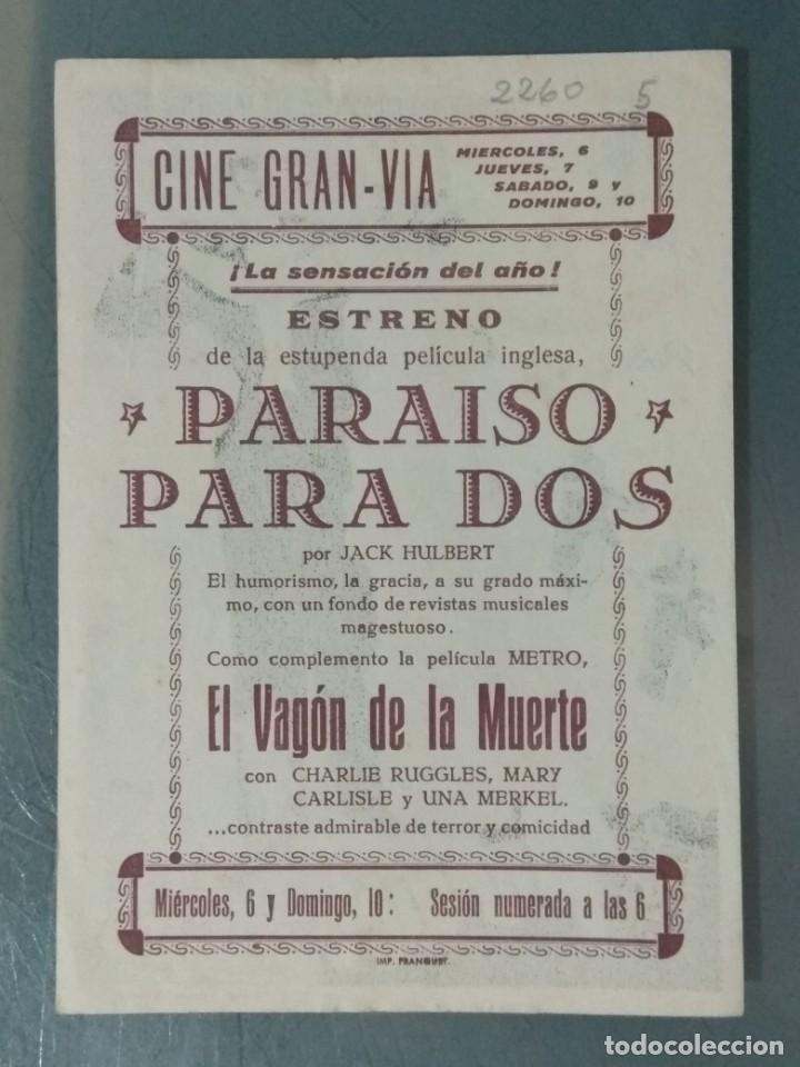 Cine: PARA&Iacute;SO PARA DOS - PROGRAMA DE MANO GRANDE SENCILLO. - Foto 2