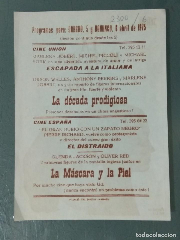 Cine: LA MASCARA Y LA PIEL - PROGRAMA SENCILLO. - Foto 2