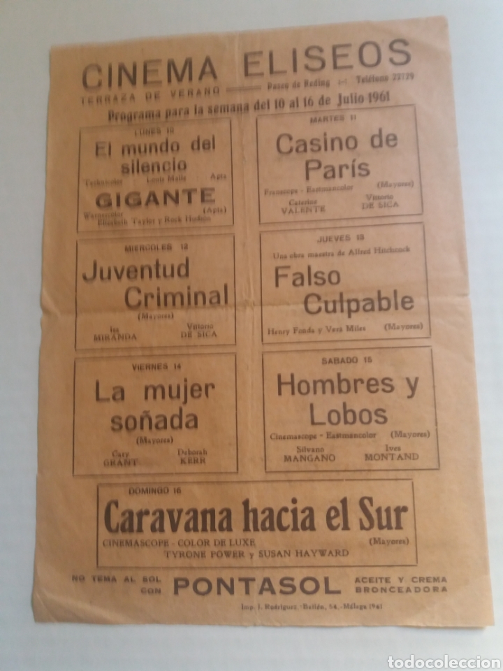  Flyers Publicitaires de films Anciens: Folleto de mano Local Cinema Eliseos