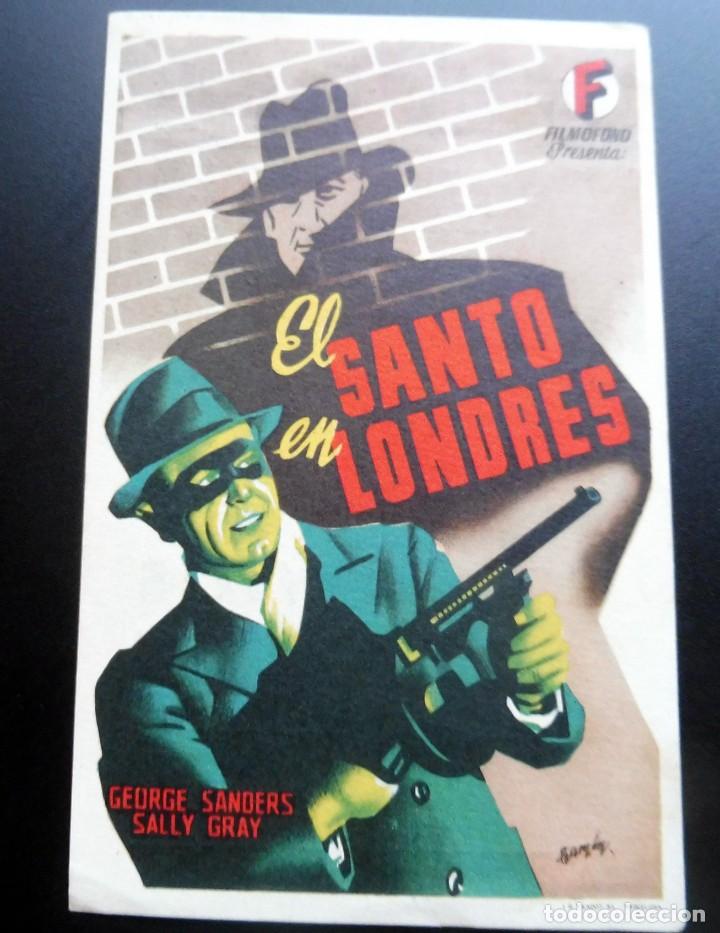 Folhetos de m&atilde;o de filmes antigos de cinema: PROGRAMA DE CINE - EL SANTO EN LONDRES - TEATRO LICEO - CINE ESPA&Ntilde;A 1946