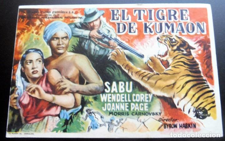 Folhetos de m&atilde;o de filmes antigos de cinema: PROGRAMA DE CINE - EL TIGRE DE KUMAON - CINE CARMEN DE PALAM&Oacute;S - 1949