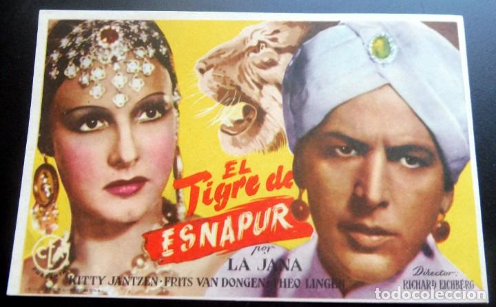 Folhetos de m&atilde;o de filmes antigos de cinema: PROGRAMA DE CINE - EL TIGRE DE ESNAPUR - S/P