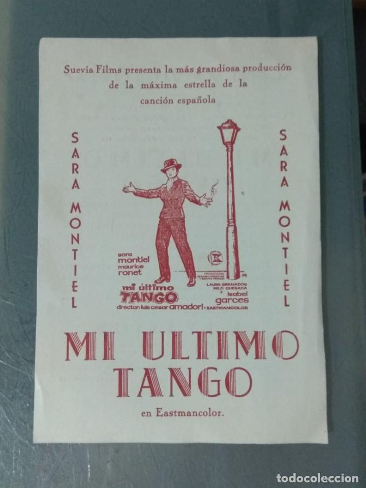Cine: MI &Uacute;LTIMO TANGO. RARO PROGRAMA SENCILLO GRANDE. - Foto 1