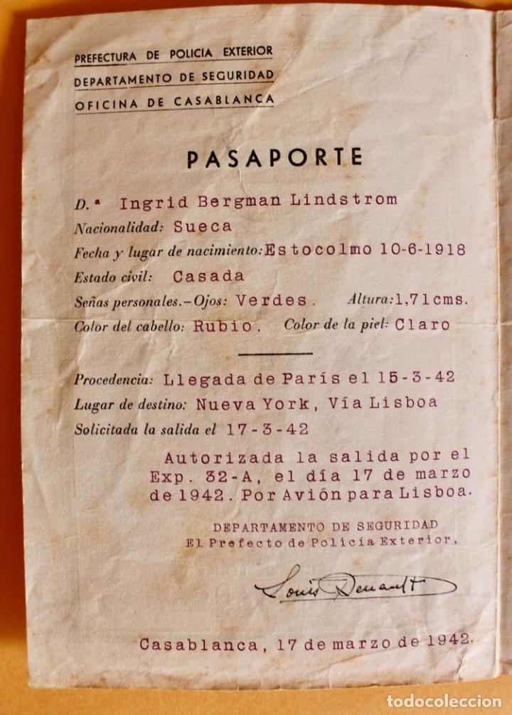 Cine: PROGRAMA CASABLANCA- PASAPORTE INGRID BERMAN - 1942 - Foto 4
