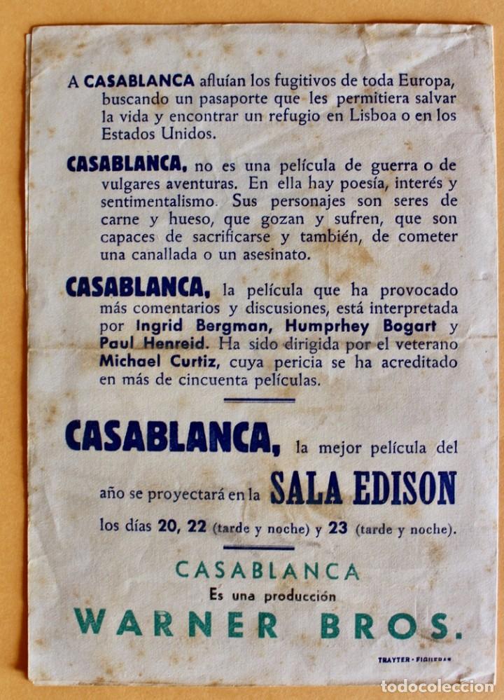 Cine: PROGRAMA CASABLANCA- PASAPORTE INGRID BERMAN - 1942 - Foto 6