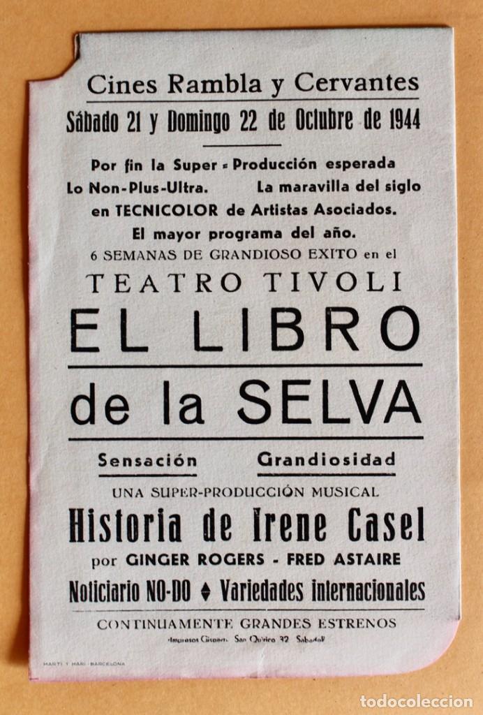 Cine: EL LIBRO DE LA SELVA 21 DE OCTUBRE DE 1944 - TROQUELADO - Foto 3
