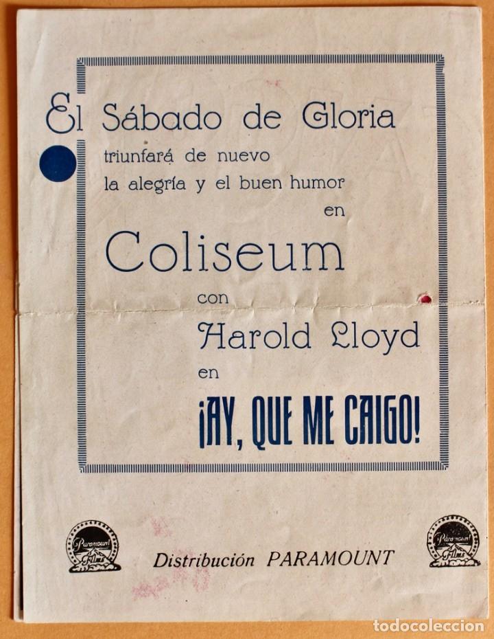 Cine: AY QUE ME CAIGO PROGRAMA DOBLE PARAMOUNT HAROLD LLOYD BARBARA KENT - Foto 3