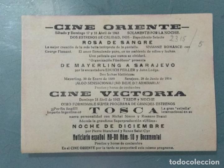 Cine: DE MAYERLING A SARAJEVO. PROGRAMA DOBLE DE CINE. COLOR ROJO. - Foto 3