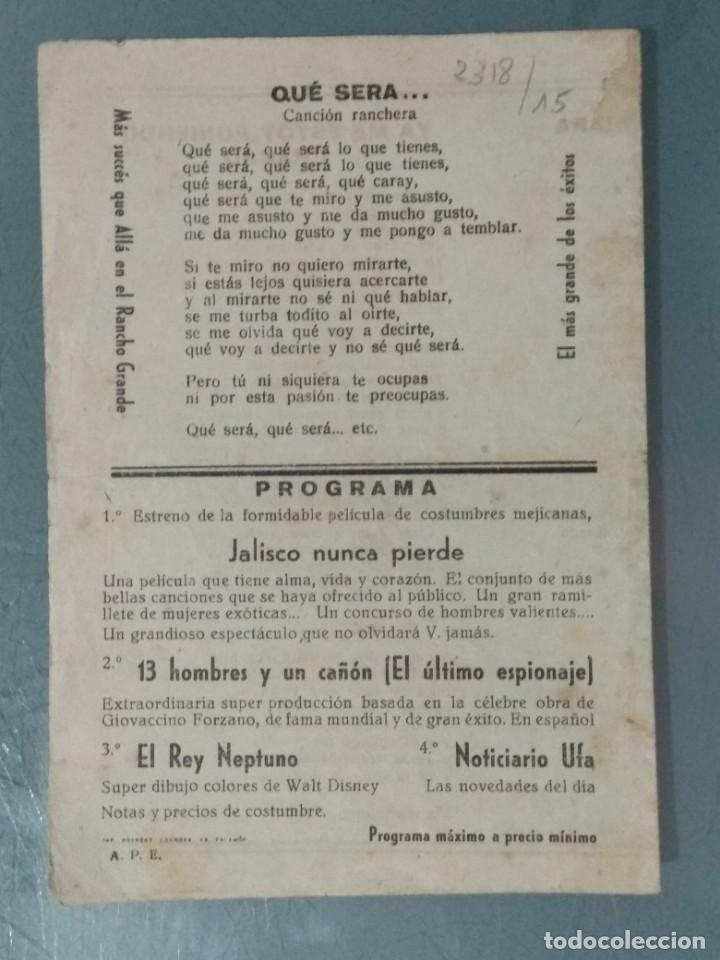 Cine: JALISCO NUNCA PIERDE - CANCIONERO. PROGRAMA DOBLE CON LAS CANCIONES. - Foto 3