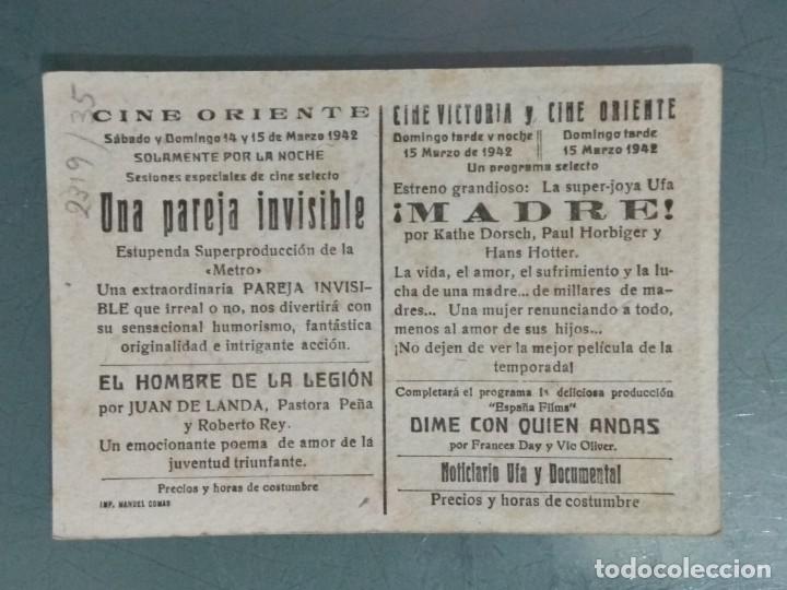 Cine: UNA PAREJA INVISIBLE - PROGRAMA TARJETA SENCILLO. - Foto 2