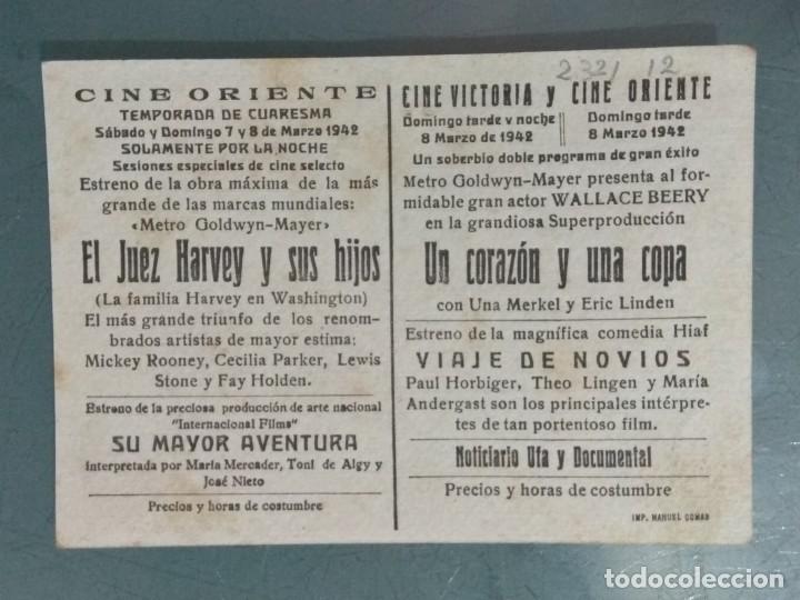 Cine: UN CORAZON Y UNA COPA - PROGRAMA TARJETA SENCILLO. - Foto 2