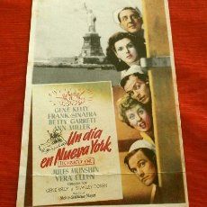 Cine: UN DIA EN NUEVA YORK (FILM USA 1949) FOLLETO DE MANO - SIN PUBLICIDAD - GENE KELLY FRANK SINATRA. Lote 218402735
