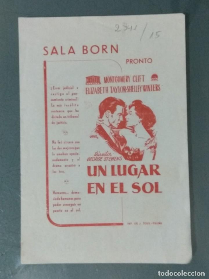 Cine: UN LUGAR EN EL SOL - PROGRAMA SENCILLO. - Foto 2