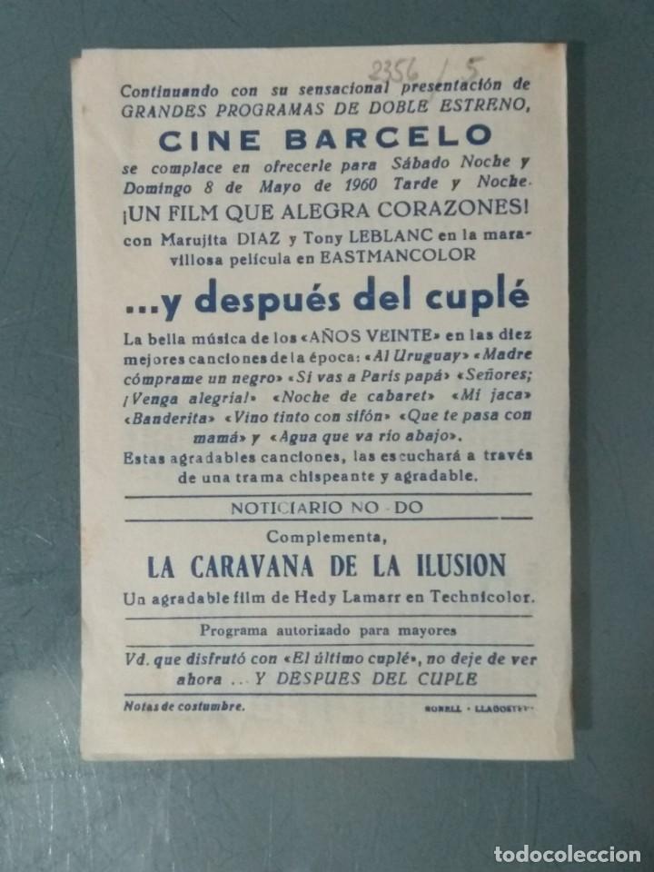 Cine: Y DESPU&Eacute;S DEL CUPL&Eacute; (CANCIONERO) - PROGRAMA DOBLE. - Foto 3