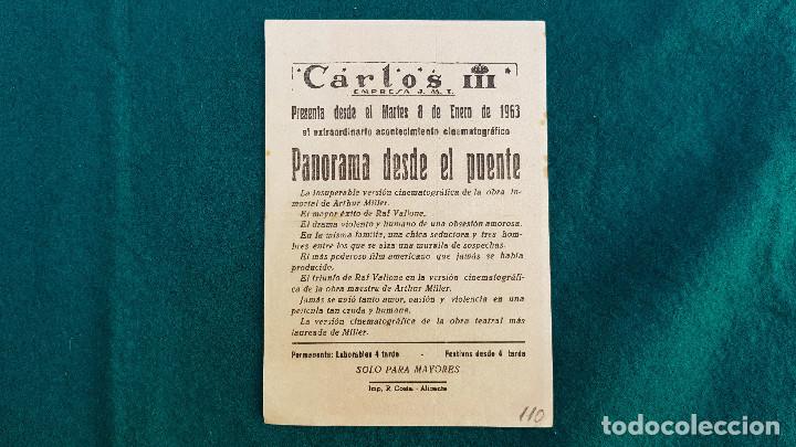 Cine: PROGRAMA DE MANO CINE PANORAMA DESDE EL PUENTE (1963) CON CINE AL DORSO - Foto 2