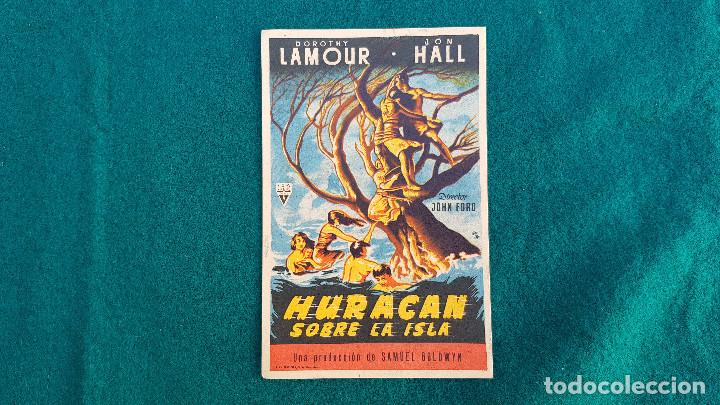 Cine: PROGRAMA DE MANO CINE HURACAN SOBRE LA ISLA - CON CINE AL DORSO - Foto 1