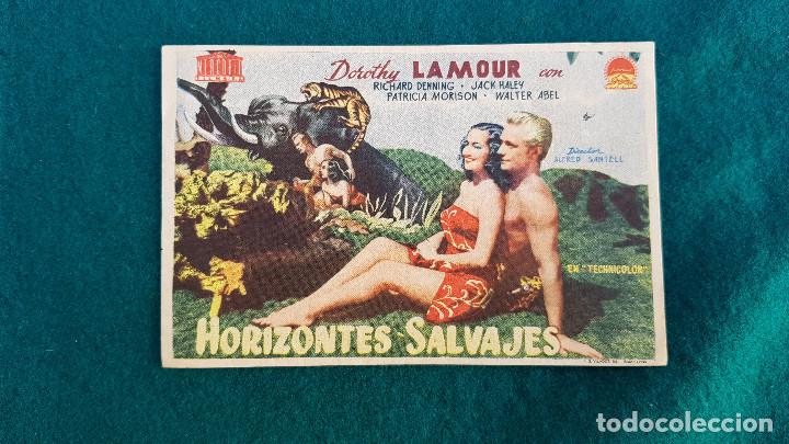 Cine: PROGRAMA DE MANO CINE HORIZONTES SALVAJES - CON CINE AL DORSO - Foto 1