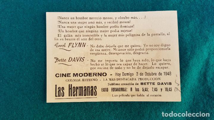 Cine: PROGRAMA DE MANO CINE LAS HERMANAS (1948) CON CINE AL DORSO - Foto 2