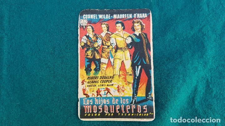 Cine: PROGRAMA DE MANO CINE LOS HIJOS DE LOS MOSQUETEROS - CON CINE AL DORSO - Foto 1