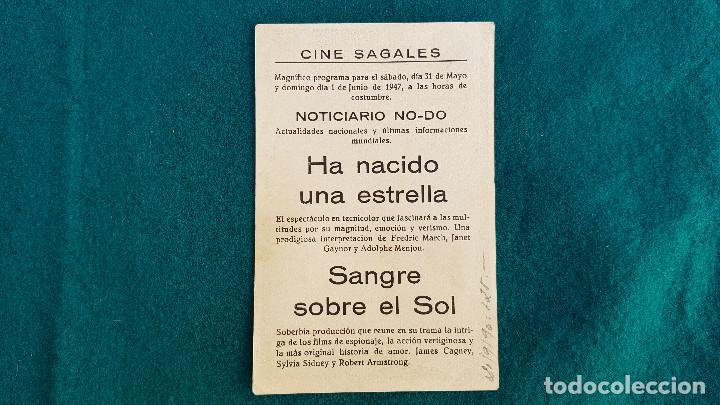 Cine: PROGRAMA DE MANO CINE SANGRE SOBRE EL SOL (1946) CON CINE AL DORSO - Foto 2