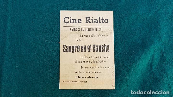 Cine: PROGRAMA DE MANO CINE SANGRE EN EL RANCHO (1964) CON CINE AL DORSO - Foto 2