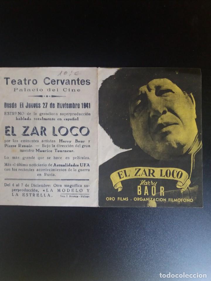  Foglietti di film di film antichi di cinema: El Zar Loco Doble Con Publicidad Teatro Cervantes