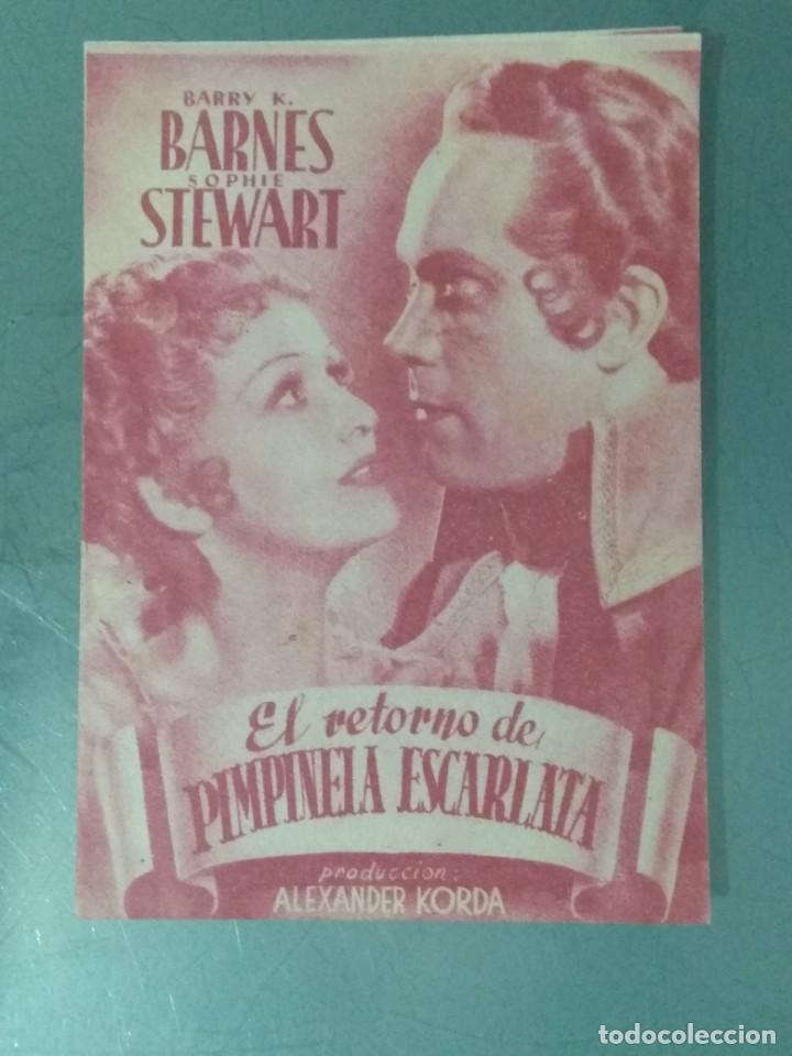  Flyers Publicitaires de films Anciens: EL RETORNO DE PIMPINELA ESCARLATA - PROGRAMA DOBLE A UN SOLO COLOR.
