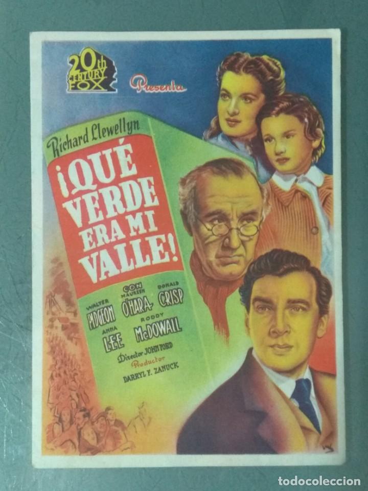 Cine: QUE VERDE ERA MI VALLE - PROGRAMA DE CINE DOBLE. - Foto 1