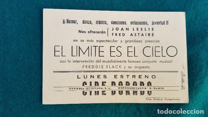 Cine: PROGRAMA DE MANO CINE EL LIMITE ES EL CIELO - CON CINE AL DORSO - Foto 2