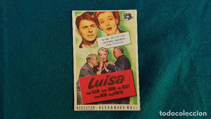 Cine: PROGRAMA DE MANO CINE LUISA - CON RONALD REAGAN (1952) CON CINE AL DORSO - Foto 1