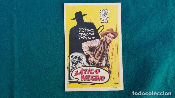Cine: PROGRAMA DE MANO CINE LATIGO NEGRO - CON CINE AL DORSO - Foto 1