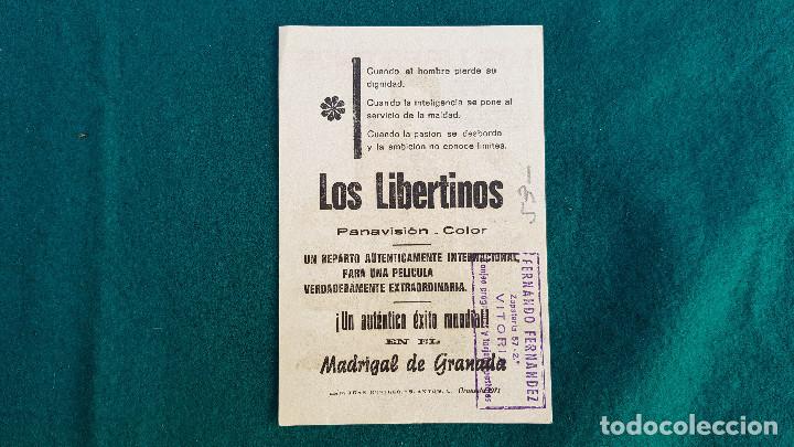 Cine: PROGRAMA DE MANO CINE LOS LIBERTINOS (1971) CON CINE AL DORSO - Foto 2