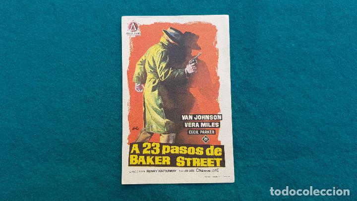 Cine: PROGRAMA DE MANO CINE A 23 PASOS DE BAKER STREET - CON CINE AL DORSO - Foto 1