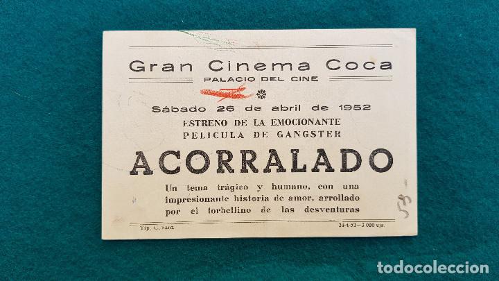 Cine: PROGRAMA DE MANO CINE ACORRALADO (1952) CON CINE AL DORSO - Foto 2