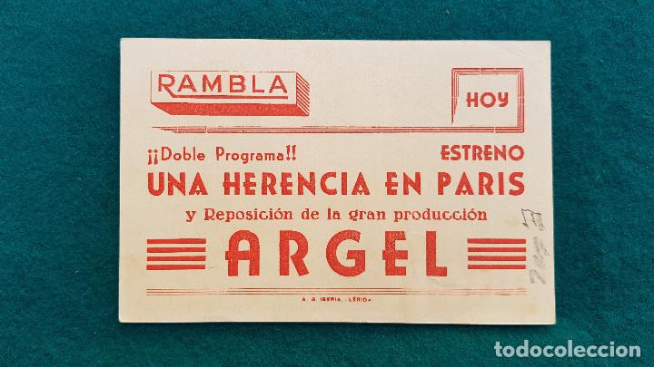 Cine: PROGRAMA DE MANO CINE ARGEL - CON CINE AL DORSO - Foto 2