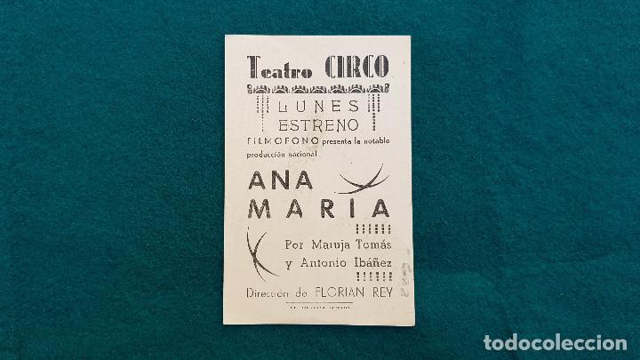 Cine: PROGRAMA DE MANO CINE ANA MARIA - CON CINE AL DORSO - Foto 2