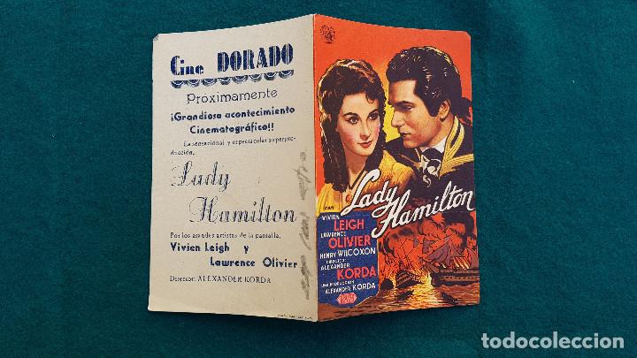 Cine: PROGRAMA DE MANO CINE DOBLE LADY HAMILTON - CON CINE AL DORSO - Foto 1