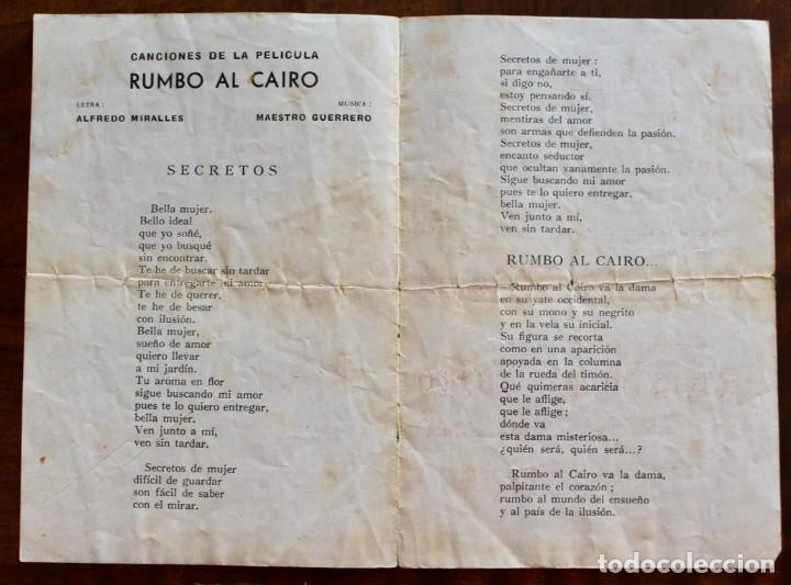 Cine: RUMBO AL CAIRO - PROGRAMA DE MANO DOBLE - A&Ntilde;O 1940 - Foto 2