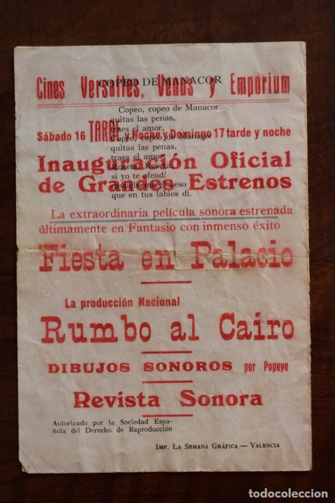 Cine: RUMBO AL CAIRO - PROGRAMA DE MANO DOBLE - A&Ntilde;O 1940 - Foto 3