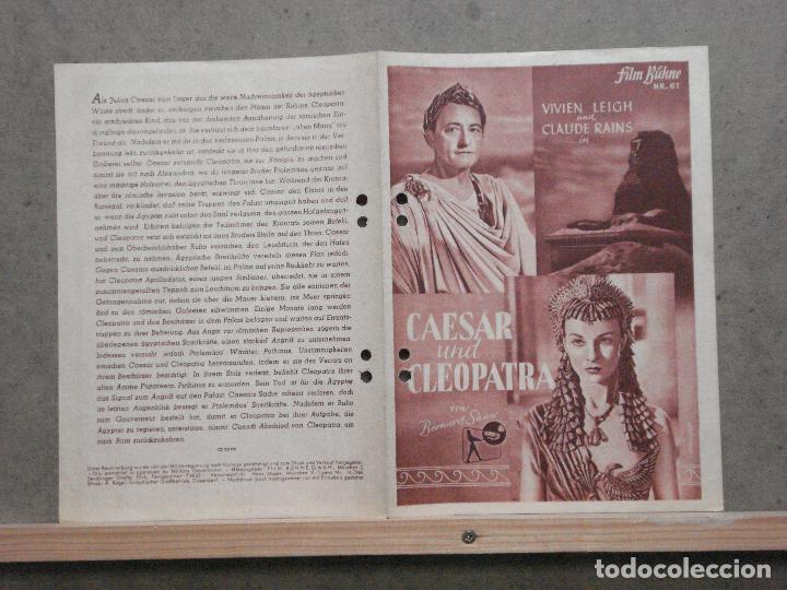 Cine: PTCC 059 8991 CESAR Y CLEOPATRA VIVIEN LEIGH CLAUDE RAINS PROGRAMA GUIA ORIGINAL ALEMAN - Foto 1