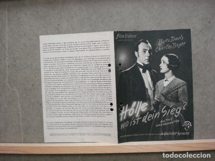Cine: PTCC 059 9025 EL CIELO Y TU BETTE DAVIS CHARLES BOYER PROGRAMA GUIA ORIGINAL ALEMAN - Foto 1