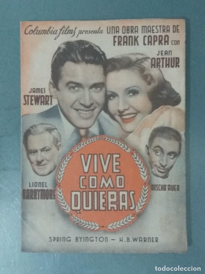 Cine: VIVE COMO QUIERAS - PROGRAMA DE CINE DOBLE. - Foto 1