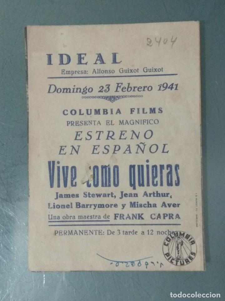 Cine: VIVE COMO QUIERAS - PROGRAMA DE CINE DOBLE. - Foto 3