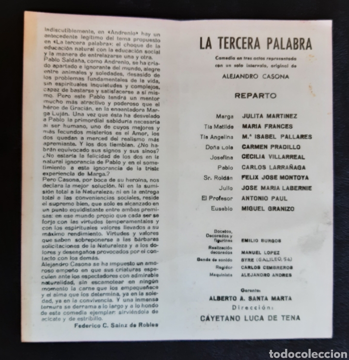 Cine: Programa del Teatro Comico con CARLOS LARRA&Ntilde;AGA. A&ntilde;o 1966. - Foto 2