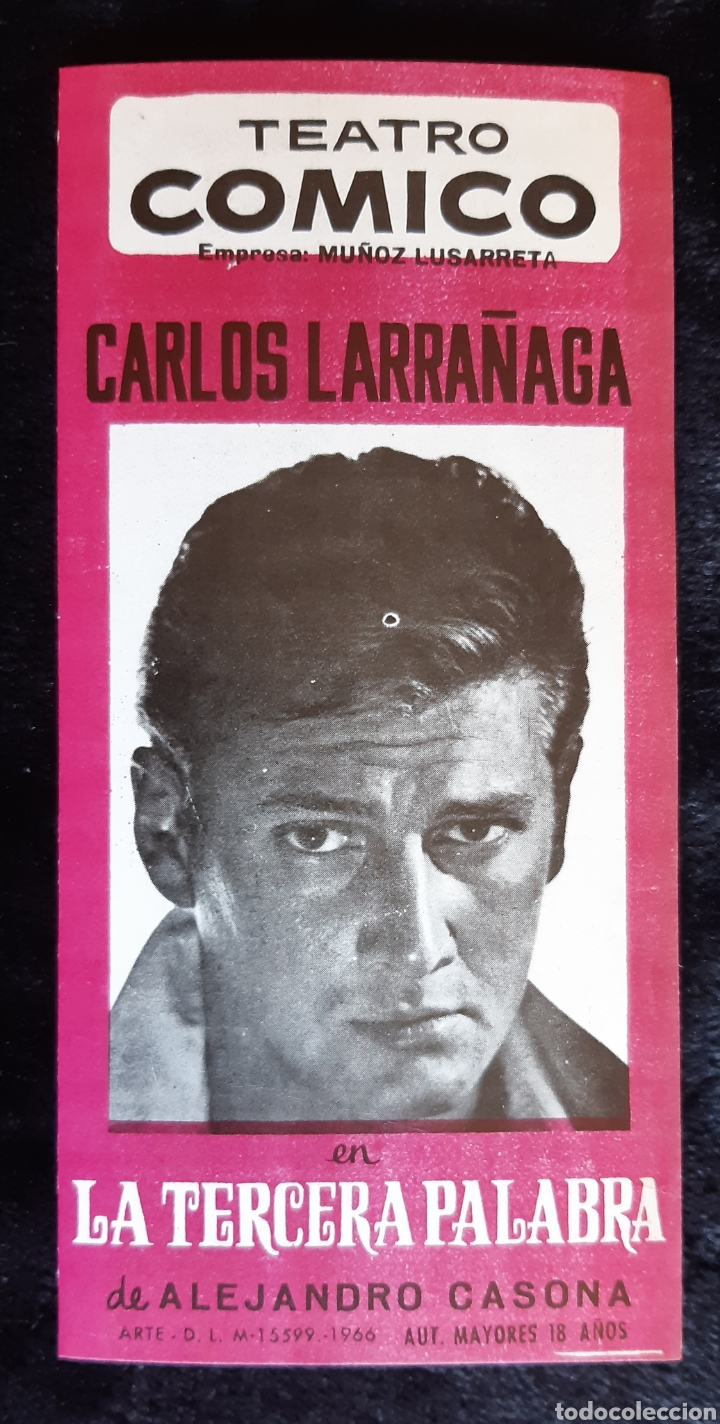 Cine: Programa del Teatro Comico con CARLOS LARRA&Ntilde;AGA. A&ntilde;o 1966. - Foto 1