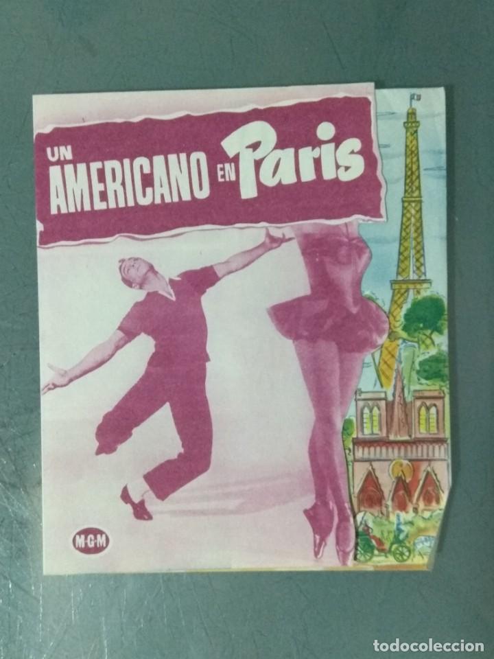  Foglietti di film di film antichi di cinema: UN AMERICANO EN PARIS - PROGRAMA DE CINE DOBLE TROQUELADO. MGM.
