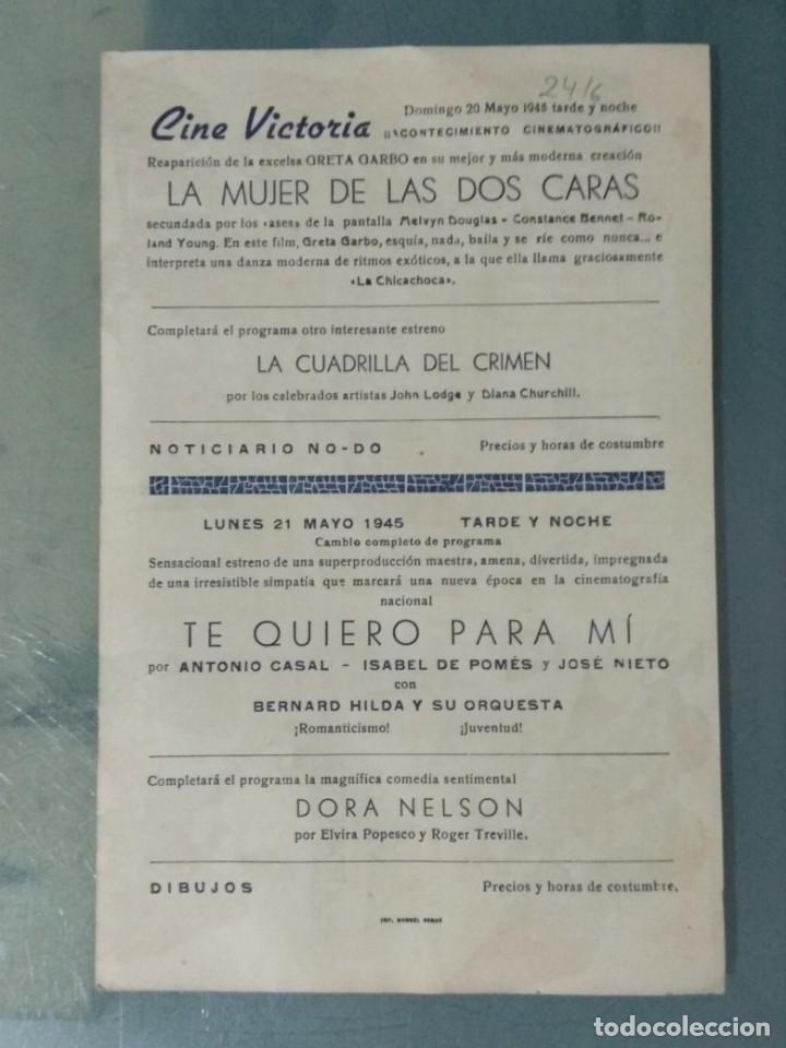 Cine: TE QUIERO PARA MI - PROGRAMA DE CINE SENCILLO GRANDE. - Foto 2