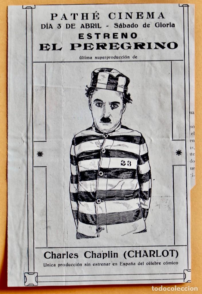 Cine: PROGRAMA DE EL PEREGRINO- CHARLES CHAPLIN 1923- PATH&Eacute; CINEMA - Foto 1